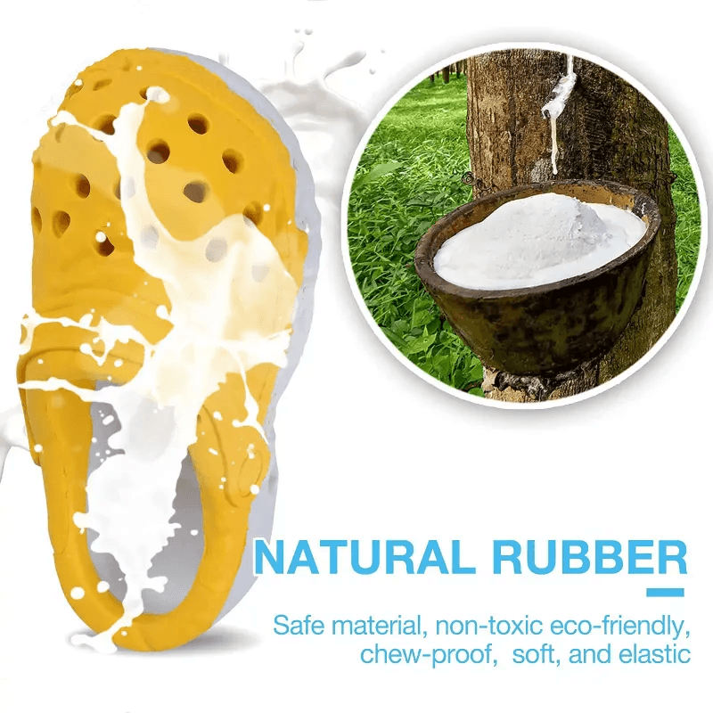 Eco-Friendly Dog Toy, chew-proof, elastic yellow toy made of natural rubber, promoting durability